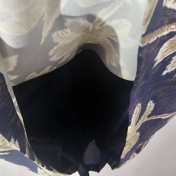 Pineapple Moon Hawaiian Blue Small Silk Dress Tank Sleeveless Palm Tree Beach - Picture 7 of 8